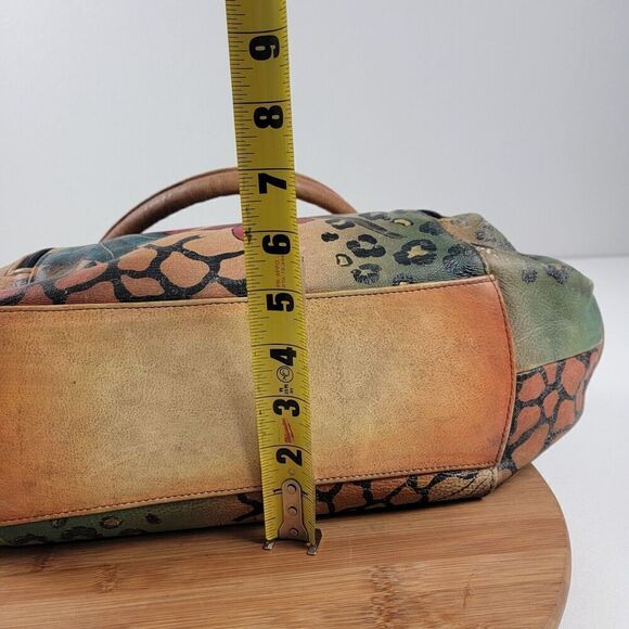 Anna Anuschka Butterfly Painted Leather Shoulder Tote Bag Satchel Purse Handbag - Picture 9 of 16